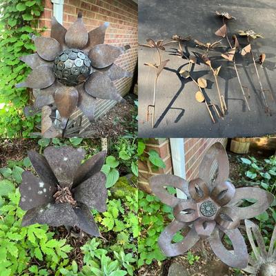 Six Metal Flowers on Stakes (FY-MG)