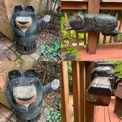 Two Wooden Carved Black Bears (FY-MG)