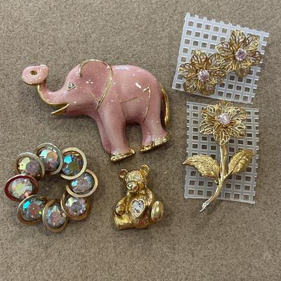 Gold tone and pink pins