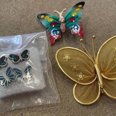 Butterfly jewelry including 2 sterling rings
