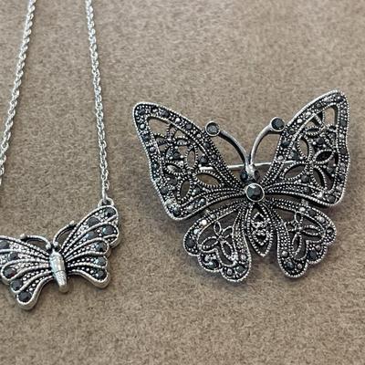 Butterfly jewelry including 2 sterling rings
