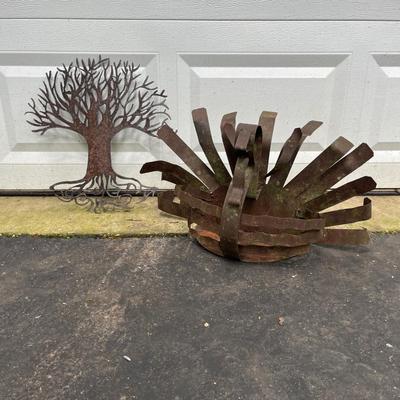 Metal Hanging Turkey Planter & Metal Tree of Life (BY-MG)