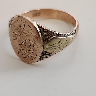 Sale Photo Thumbnail #518: This auction lot is for a 10K Gold Man's Ring.  The ring has initials engraved - but they could be easily polished out.  The ring is marked 10K - it has not been tested by us.  The ring weighs about 7.3 grams.  The starting price is the current scrap gold