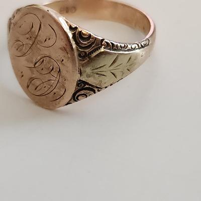 Sale Photo Thumbnail #517: This auction lot is for a 10K Gold Man's Ring.  The ring has initials engraved - but they could be easily polished out.  The ring is marked 10K - it has not been tested by us.  The ring weighs about 7.3 grams.  The starting price is the current scrap gold
