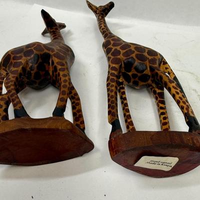 Pair of Hand Carved Wooden Giraffes made in Kenya