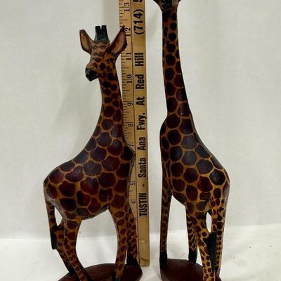 Pair of Hand Carved Wooden Giraffes made in Kenya