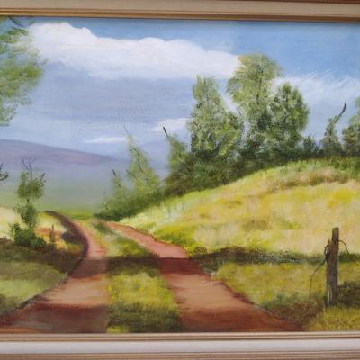 Framed Original Painting on Canvas by Gerry Borden- Approx 24 3/4" x 20 1/2"