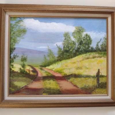 Framed Original Painting on Canvas by Gerry Borden- Approx 24 3/4" x 20 1/2"