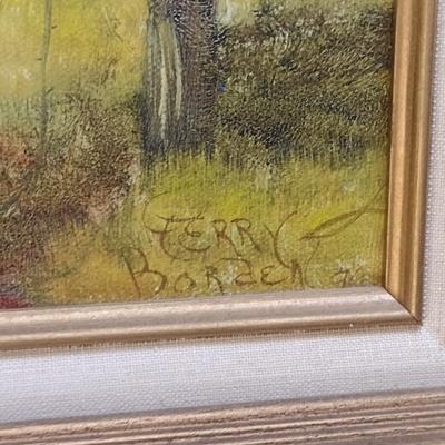 Framed Original Painting on Canvas by Gerry Borden- Approx 24 3/4" x 20 1/2"