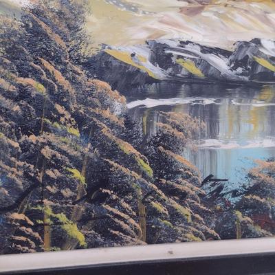 Large, Framed Painting on Wood- Signed by Artist- Approx 23 1/4" x 50"