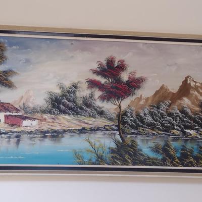 Large, Framed Painting on Wood- Signed by Artist- Approx 23 1/4" x 50"