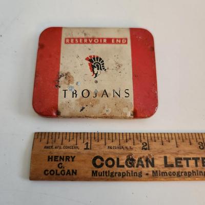 Sale Photo Thumbnail #547: This auction lot is for an Early Trojans Tin.  This tin is a great old advertising piece.  One of America's most well-known brands.