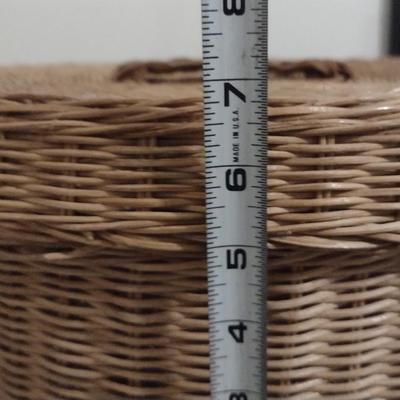 Pair of Wicker Rattan Storage Baskets with Lids