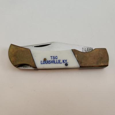 Sale Photo Thumbnail #553: This auction lot is for a Comanche Cutlery Pocket Knife.  This knife is dated 1988 and was most likely a prize given at the rail yard for Safety.  The blade is marked surgical steel.  Nice 1-blade pocket knife for everyday use.
