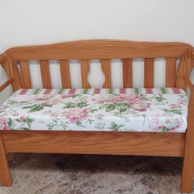 Wooden Bench with Cushioned Seat- Approx 48" Long