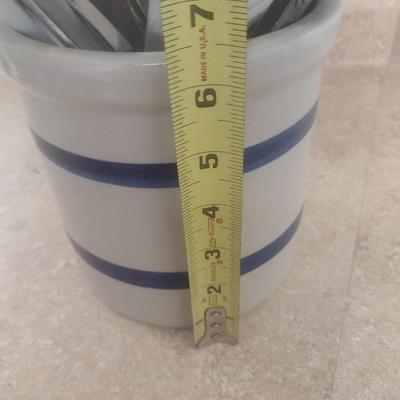 Robinson Ransbottom Pottery Crock with Kitchen Utensils