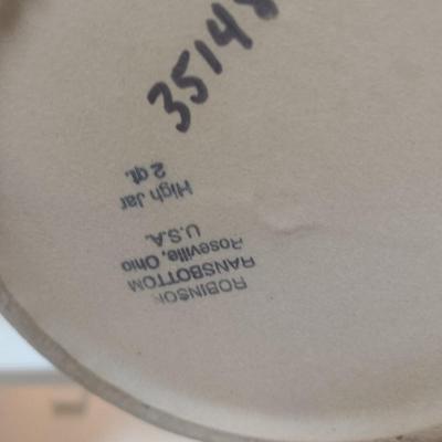 Robinson Ransbottom Pottery Crock with Kitchen Utensils