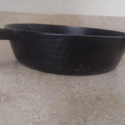 Vintage Cast Iron Skillet with Hammered Exterior Finish