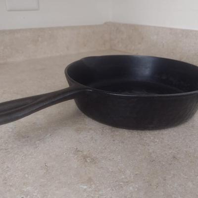 Vintage Cast Iron Skillet with Hammered Exterior Finish