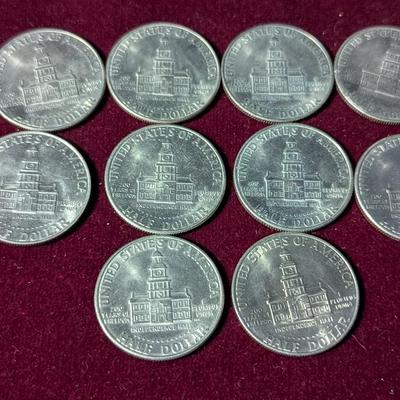 Set Of Ten U.S. Mint 1776-1976 Bicentennial Kennedy Half Dollars No Mint Mark #2