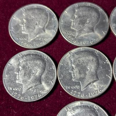 Set Of Ten U.S. Mint 1776-1976 Bicentennial Kennedy Half Dollars No Mint Mark #2