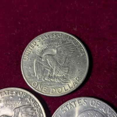 Set of Three U.S. Mint Eisenhower One Dollar Coins Various Dates Circulated (3)