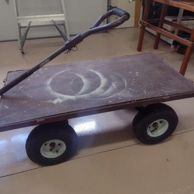 Garden Flat Pull Cart with Pnuematic Tires