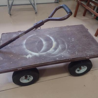 Garden Flat Pull Cart with Pnuematic Tires