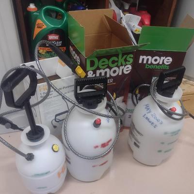 Set of Three Pump Sprayers One and Two Gallon