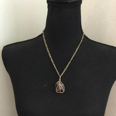 Amethyst wire, wrapped pendant necklace