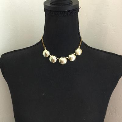 Vintage, distressed, hammered, gold tone, necklace
