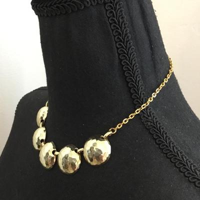 Vintage, distressed, hammered, gold tone, necklace