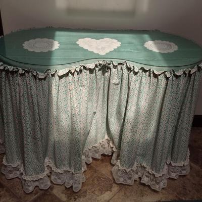 Wooden Accent Table with Glass Top