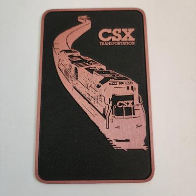 Sale Photo Thumbnail #588: This auction lot is for a Metal CSX Transportation Plaque.  This unusual railway momento appears to have been taken from an award or some other type display.