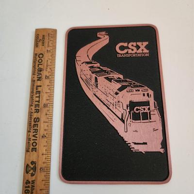 Sale Photo Thumbnail #589: This auction lot is for a Metal CSX Transportation Plaque.  This unusual railway momento appears to have been taken from an award or some other type display.