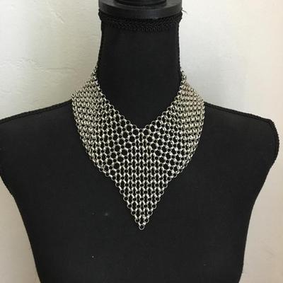 Very nice Silver tone bib statement necklace