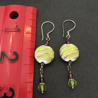 Cool glass & stone crystal dangle earrings