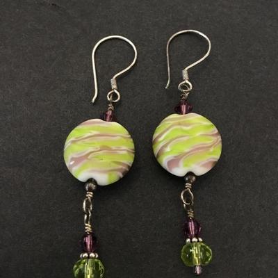 Cool glass & stone crystal dangle earrings