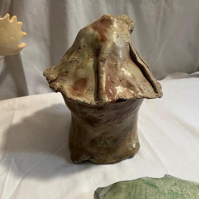 Signed Pottery - Gnome House, Moose & Leaf Dishes (LR-RG)