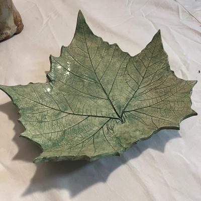 Signed Pottery - Gnome House, Moose & Leaf Dishes (LR-RG)