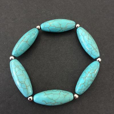 Faux turquoise stone stretch bracelet