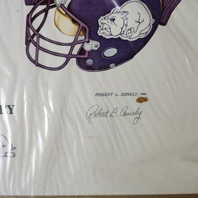 Sale Photo Thumbnail #20: This auction lot is for a copy of the Male/Manual High School Rivalry Poster Plus two copies of another drawing of the old Male High School.  The post by Robert Conely was printed to commemorate the 100th Thanksgiving Football Game.  The other drawing is 
