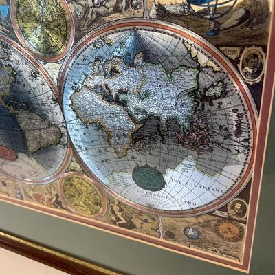 Foil art map framed
