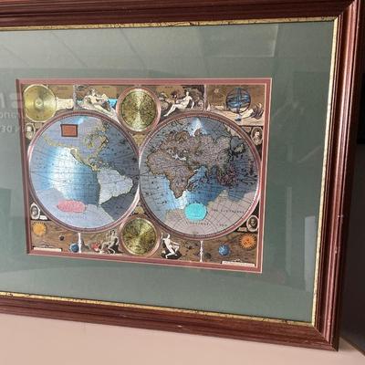 Foil art map framed