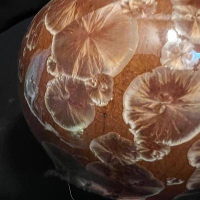 Signed Crystalline Glazed Pottery Vase & Marble Plate (LR-RG)