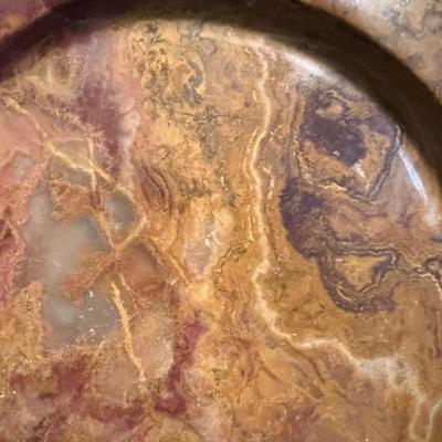 Signed Crystalline Glazed Pottery Vase & Marble Plate (LR-RG)