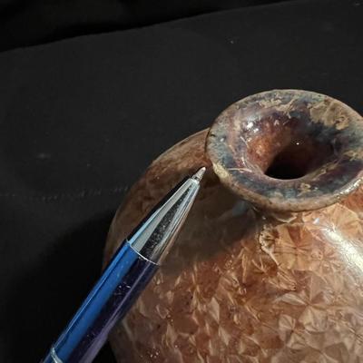 Signed Crystalline Glazed Pottery Vase & Marble Plate (LR-RG)