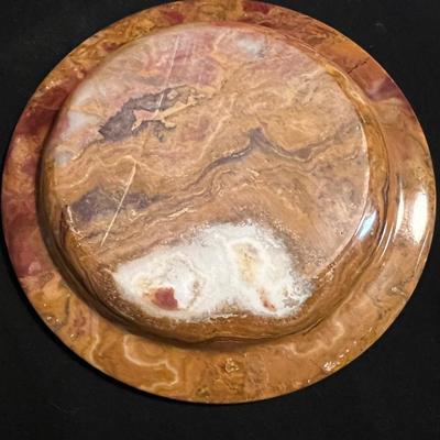 Signed Crystalline Glazed Pottery Vase & Marble Plate (LR-RG)