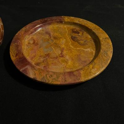 Signed Crystalline Glazed Pottery Vase & Marble Plate (LR-RG)