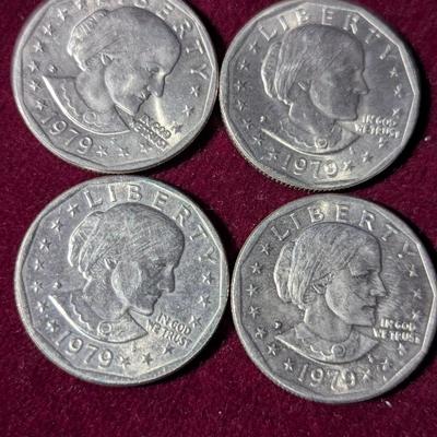 Four U.S. Mint Susan B Anthony 1 Dollar Coins (12)